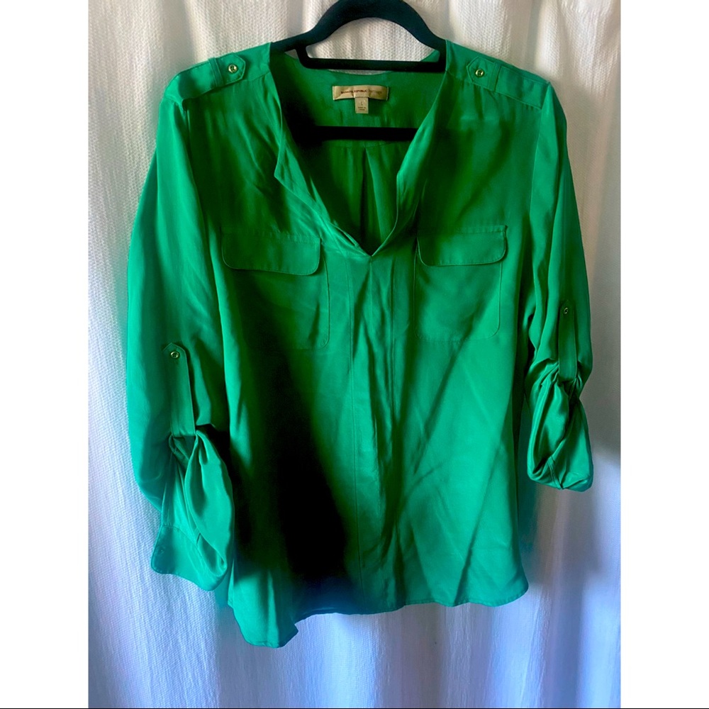 Beautiful BR Green Blouse with Gold Detaul